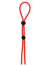 Красное лассо на пенис с двумя бусинами STRETCHY LASSO CAGE - Dream Toys - в Сургуте купить с доставкой