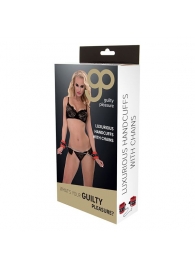 Красно-чёрные наручники на металлической цепочке - Blush Novelties - купить с доставкой в Сургуте