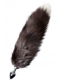 Серебристая металлическая анальная втулка с хвостом чернобурой лисы - размер S - ToyFa - купить с доставкой в Сургуте