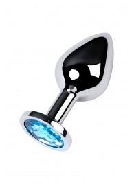 Серебристая конусовидная анальная пробка с голубым кристаллом - 8 см. - ToyFa - купить с доставкой в Сургуте