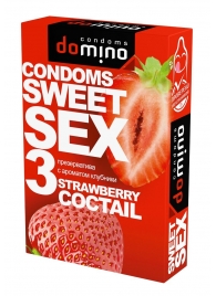 Презервативы для орального секса DOMINO Sweet Sex с ароматом клубничного коктейля  - 3 шт. - Domino - купить с доставкой в Сургуте