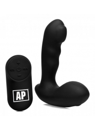 Черный стимулятор простаты Alpha-Pro 7X P-Milker Silicone Prostate Stimulator with Milking Bead - XR Brands - в Сургуте купить с доставкой