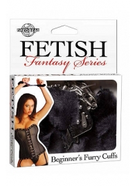 Меховые чёрные наручники Beginner s Furry Cuffs - Pipedream - купить с доставкой в Сургуте