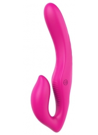 Ярко-розовый безремневой страпон REMOTE DOUBLE DIPPER - 22 см. - Dream Toys - купить с доставкой в Сургуте