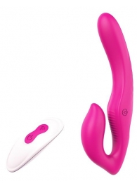 Ярко-розовый безремневой страпон REMOTE DOUBLE DIPPER - 22 см. - Dream Toys - купить с доставкой в Сургуте