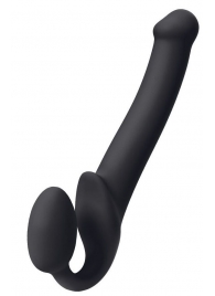 Черный безремневой страпон Silicone Bendable Strap-On M - Strap-on-me - купить с доставкой в Сургуте