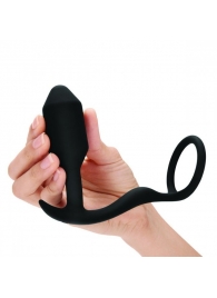 Черное эрекционное кольцо с анальным плагом Snug   Tug - b-Vibe - в Сургуте купить с доставкой