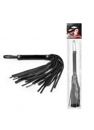 Черная гладкая плеть-флоггер с ручкой - 40 см. - Notabu - купить с доставкой в Сургуте