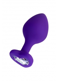 Фиолетовая анальная втулка Diamond Heart с прозрачным кристаллом - 8 см. - ToyFa - купить с доставкой в Сургуте