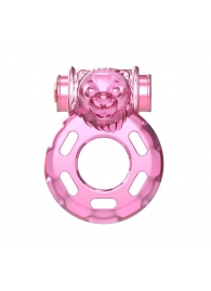 Розовое эрекционное кольцо с вибрацией Pink Bear - Baile - в Сургуте купить с доставкой