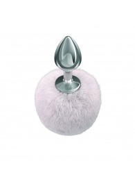 Серебристая анальная пробка с белым пушистым хвостиком Twinkle - Lola Games - купить с доставкой в Сургуте