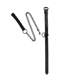 Черный ошейник Sin с поводком - Lola Games - купить с доставкой в Сургуте