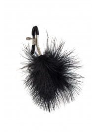 Зажимы на соски с черным пухом Euphoric - Lola Games - купить с доставкой в Сургуте