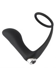 Черное эрекционное кольцо с анальной вибропробкой Vibrating Ring   Plug - Orion - в Сургуте купить с доставкой
