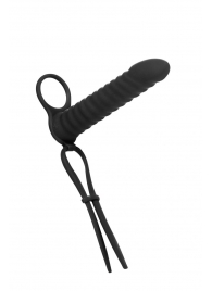 Черная вибронасадка для двойного проникновения Rori - 17 см. - Lola Games - купить с доставкой в Сургуте