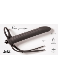 Черная вибронасадка для двойного проникновения Rori - 17 см. - Lola Games - купить с доставкой в Сургуте