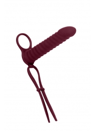 Бордовая вибронасадка для двойного проникновения Rori - 17 см. - Lola Games - купить с доставкой в Сургуте