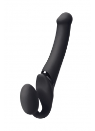 Черный безремневой вибрострапон Silicone Bendable Strap-On M - Strap-on-me - купить с доставкой в Сургуте