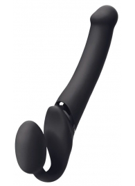 Черный безремневой вибрострапон Silicone Bendable Strap-On M - Strap-on-me - купить с доставкой в Сургуте