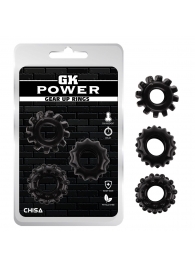 Набор из 3 черных эрекционных колец Gear Up Rings - Chisa - в Сургуте купить с доставкой