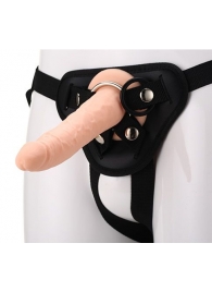 Телесный страпон на черных трусиках STRAP ON REAL DILDO - 20 см. - Dream Toys - купить с доставкой в Сургуте
