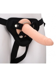 Телесный страпон на черных трусиках STRAP ON REAL DILDO - 20 см. - Dream Toys - купить с доставкой в Сургуте
