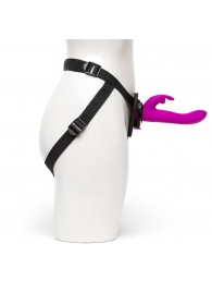 Лиловый страпон Rechargeable Vibrating Strap-On Harness Set - 17,6 см. - Happy Rabbit - купить с доставкой в Сургуте