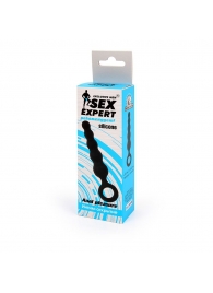 Черный анальный стимулятор-елочка с ограничительным колечком - 8,5 см. - Sex Expert