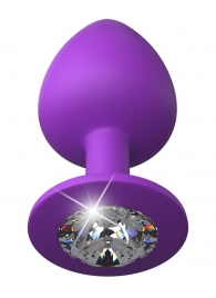 Фиолетовая анальная пробка со стразом Her Little Gem Large Plug - 9,5 см. - Pipedream - купить с доставкой в Сургуте
