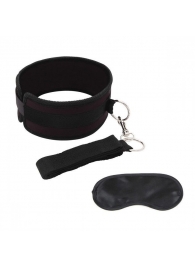 Черный ошейник с длинным поводком Collar and Leash Set - Lux Fetish - купить с доставкой в Сургуте