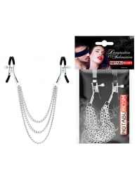 Оригинальные зажимы на соски с тройной цепочкой - Notabu - купить с доставкой в Сургуте