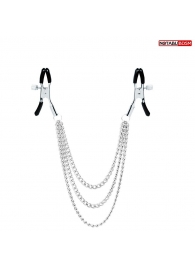 Оригинальные зажимы на соски с тройной цепочкой - Notabu - купить с доставкой в Сургуте