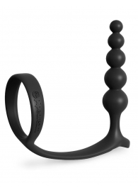 Черная анальная цепочка с эрекционным кольцом Ass-gasm Cockring Anal Beads - Pipedream - в Сургуте купить с доставкой
