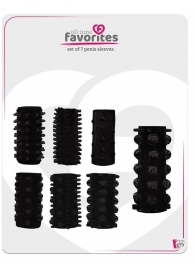 Набор из 7 черных насадок PENIS SLEEVES SET - Dream Toys - в Сургуте купить с доставкой