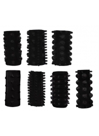 Набор из 7 черных насадок PENIS SLEEVES SET - Dream Toys - в Сургуте купить с доставкой