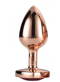 Золотистая анальная втулка с кристаллом-сердечком розового цвета - 7,1 см. - Dream Toys - купить с доставкой в Сургуте