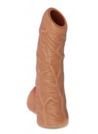 Телесная открытая насадка-реалистик с подхватом мошонки Nude Sleeve M - 12 см. - KOKOS - в Сургуте купить с доставкой