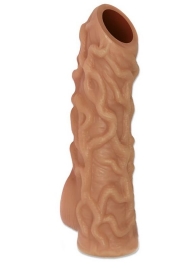 Телесная насадка с венками и открытой головкой Nude Sleeve L - 14 см. - KOKOS - в Сургуте купить с доставкой