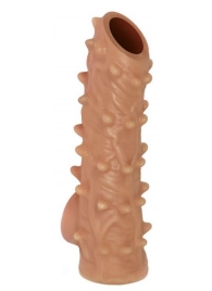 Телесная насадка с шипами и открытой головкой Nude Sleeve L - 14 см. - KOKOS - в Сургуте купить с доставкой