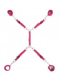Ярко-розовый набор фиксаций на кровати Classic Bed Spreader - Lux Fetish - купить с доставкой в Сургуте