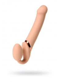 Телесный безремневой вибрострапон Vibrating Bendable Strap-On L - Strap-on-me - купить с доставкой в Сургуте