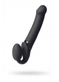 Черный безремневой вибрострапон Vibrating Bendable Strap-On L - Strap-on-me - купить с доставкой в Сургуте