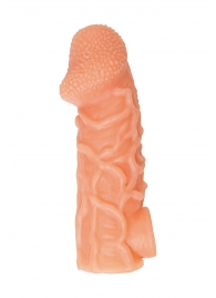 Телесная закрытая насадка с венками Cock Sleeve Size L - 17,6 см. - KOKOS - в Сургуте купить с доставкой