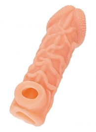 Телесная закрытая насадка с венками Cock Sleeve Size L - 17,6 см. - KOKOS - в Сургуте купить с доставкой