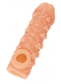 Телесная закрытая насадка с пучками шишечек Cock Sleeve Size L - 17,6 см. - KOKOS - в Сургуте купить с доставкой