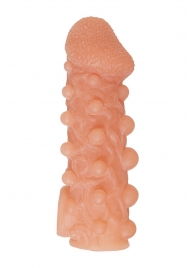 Телесная закрытая насадка с шариками Cock Sleeve Size M - 15,6 см. - KOKOS - в Сургуте купить с доставкой