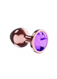 Пробка цвета розового золота с фиолетовым кристаллом Diamond Amethyst Shine S - 7,2 см. - Lola Games - купить с доставкой в Сургуте