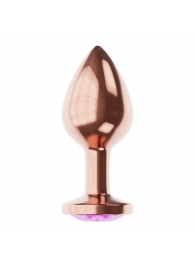 Пробка цвета розового золота с фиолетовым кристаллом Diamond Amethyst Shine S - 7,2 см. - Lola Games - купить с доставкой в Сургуте