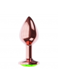 Пробка цвета розового золота с лаймовым кристаллом Diamond Emerald Shine S - 7,2 см. - Lola Games - купить с доставкой в Сургуте