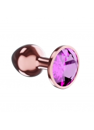 Пробка цвета розового золота с лиловым кристаллом Diamond Quartz Shine L - 8,3 см. - Lola Games - купить с доставкой в Сургуте